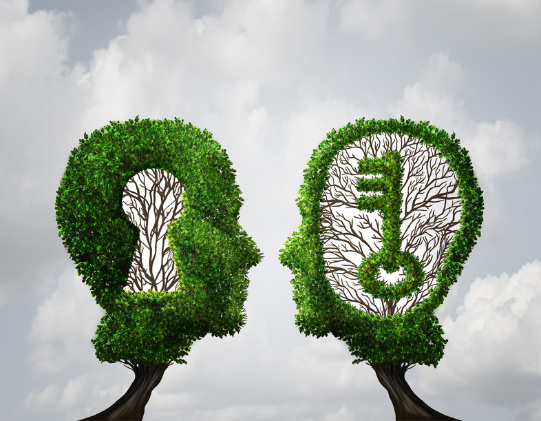Key hole Solution partnership and key opportunity business concept as two trees shaped as a human head with a key and keyhole shapes as a collaboration success metaphor in a 3D illustration style.